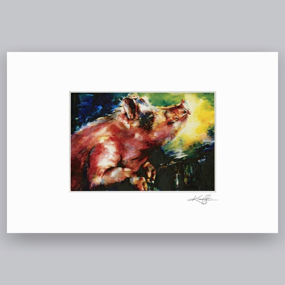 Pig Print in Mat from original painting by Kathy Morton Stanion - Charlie - Picture 2 of 4